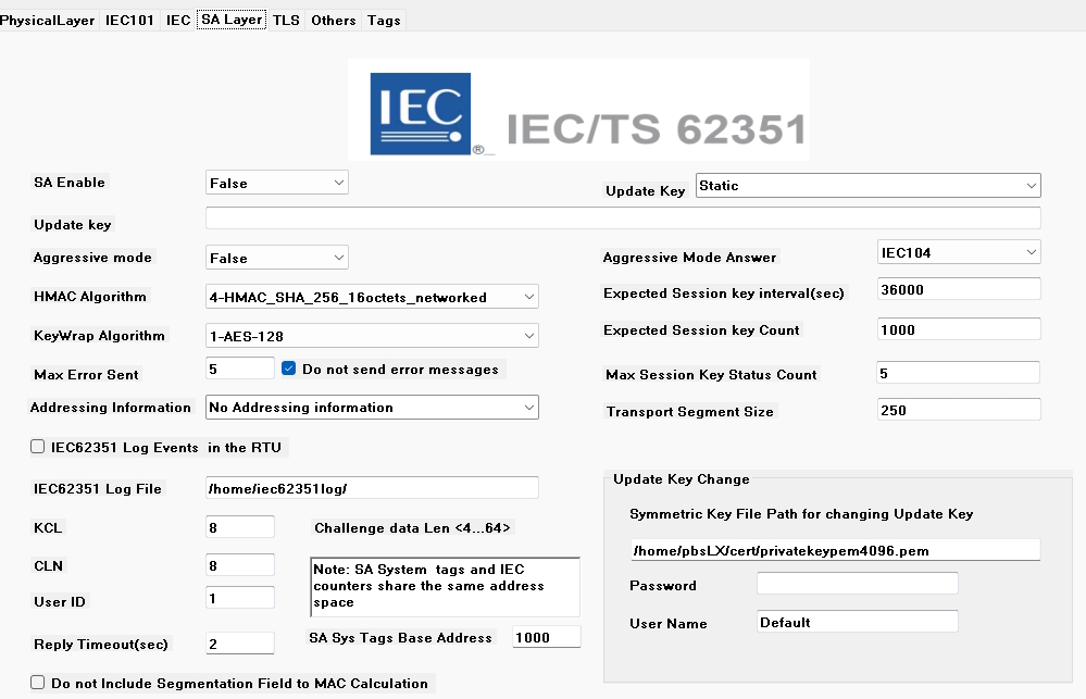 IEC104 Configuration Panel