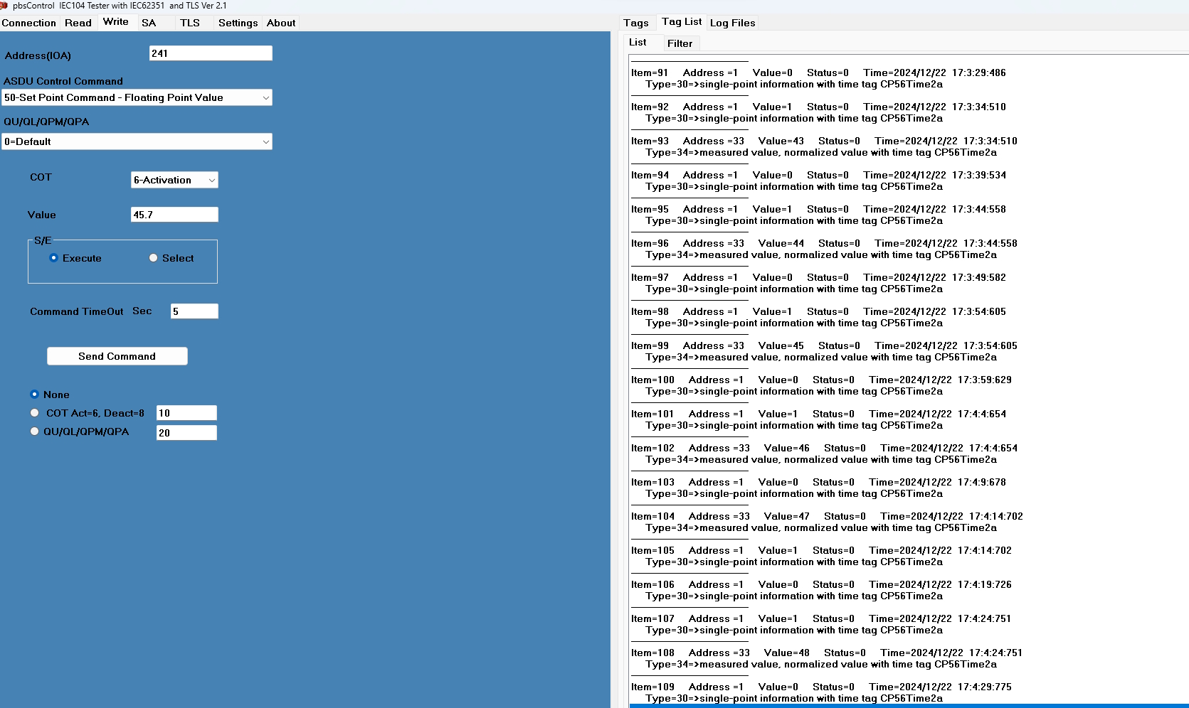 IEC104 Tester with TLS